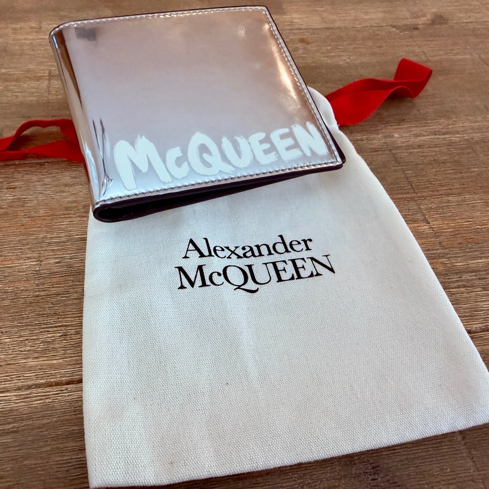 Alexander McQueen Silver/Black Leather Wallet